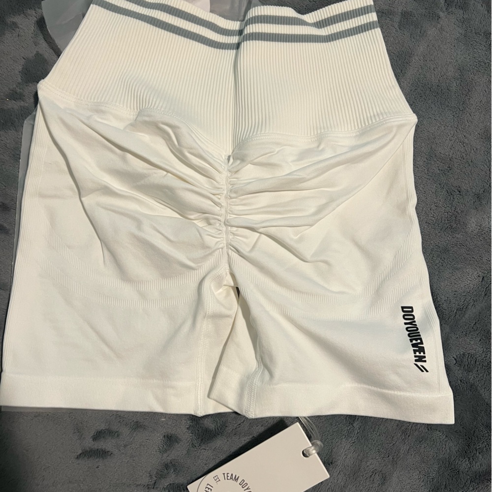 DYE White Scrunch Seamless Shorts